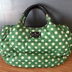 Kate Spade Green and White Polka Dot Tote